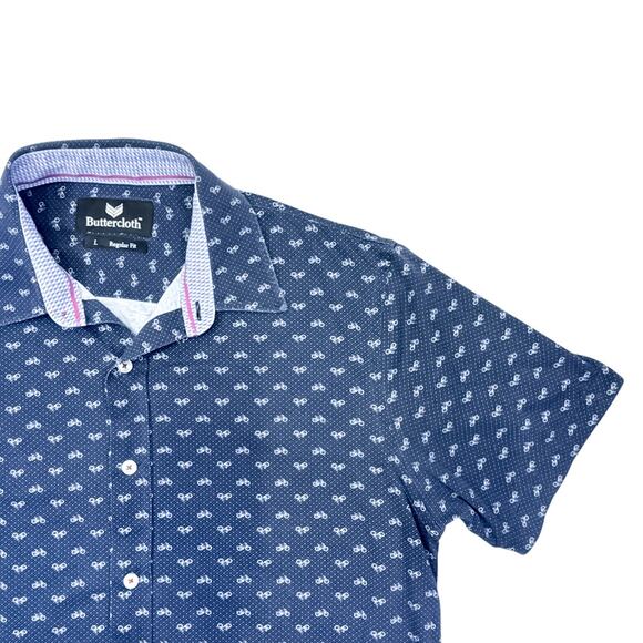Butter Cloth Bicycle Print Knit Button-Up Shirt - Large - Picture 7 of 9